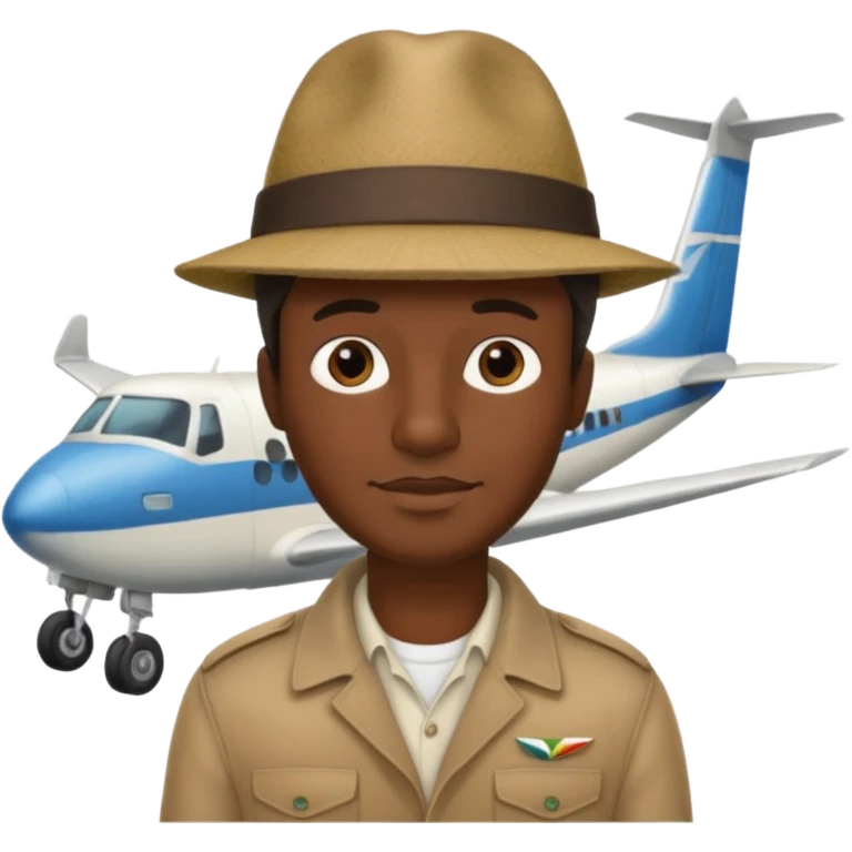 Visage homme créole réunionnais avec chapeau arrive avion emoji