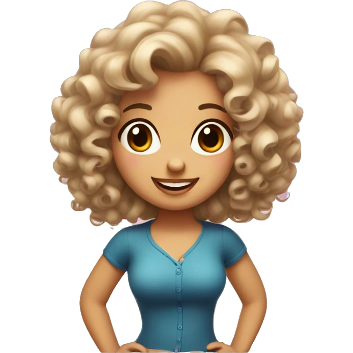 Cute Bettie. curly hair, big eyes. smiling emoji