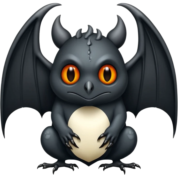 Monstre a corp craquelé fait de lave avec des ailes de chauve-souris et un tête de pierre carbonisé avec une mâchoire carré  emoji
