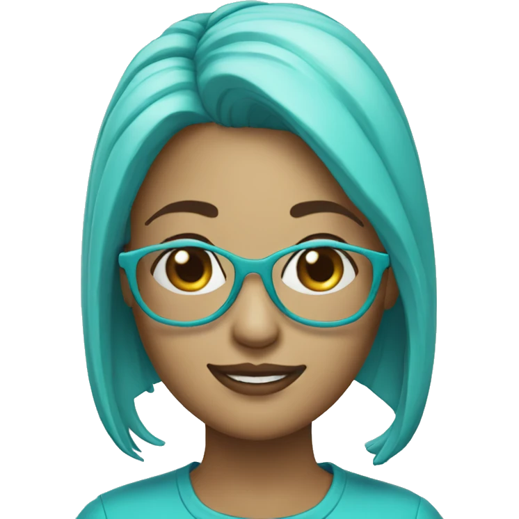 Cyan head girl with cake wearing specs  emoji