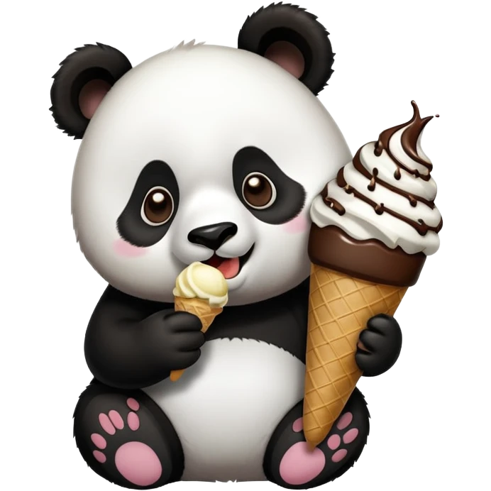 Panda eating ice cream emoji