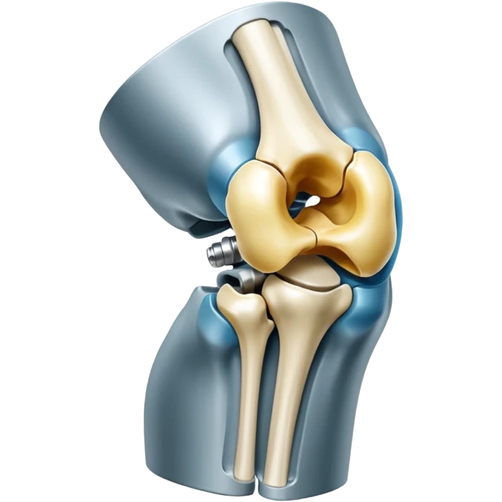 3D render of Metal Plate in Knee, X-Ray imaging aesthetic, translucent materials showing internal structure, white leg bones with bright opaque white metal screws, medical scan style, Apple emoji style, isolated on white background --v 6.0. emoji