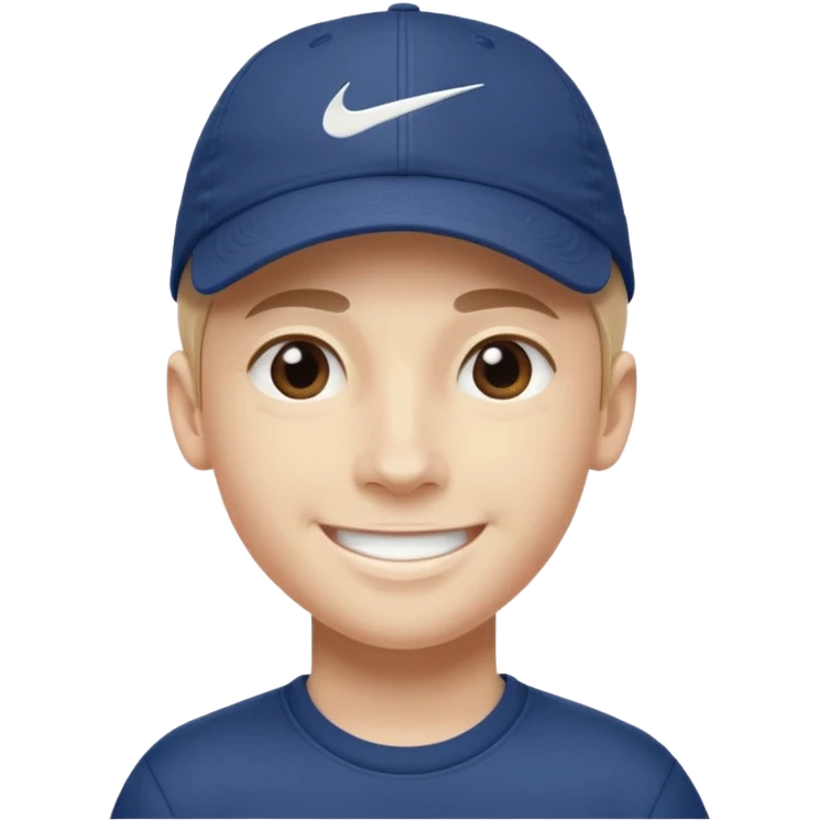 Quiero un emojis con una cara de niño con uno gorra de lado de Nike y sonriendo como los emojis de iPhone  emoji