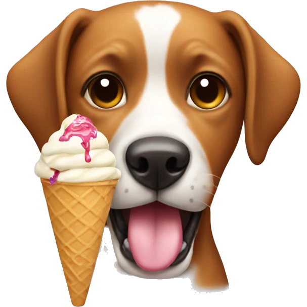A dog eating ice cream emoji