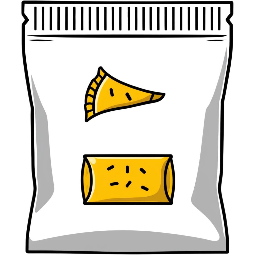 snack chip bag hiding behind database emoji