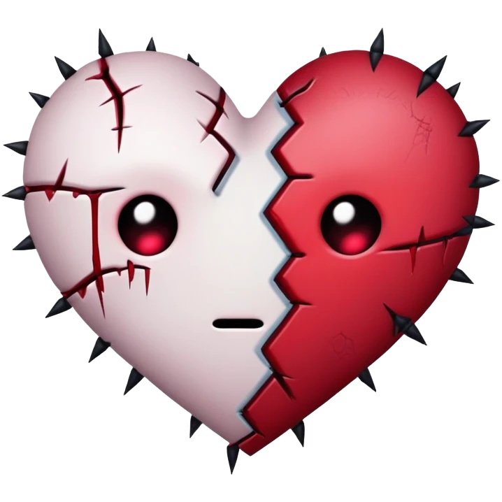 gothic emo broken heart with stitches emoji