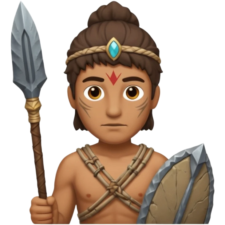 ancient man with stone spear, half body emoji