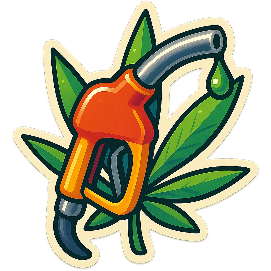 gas pump handle with cannabis leaf emoji