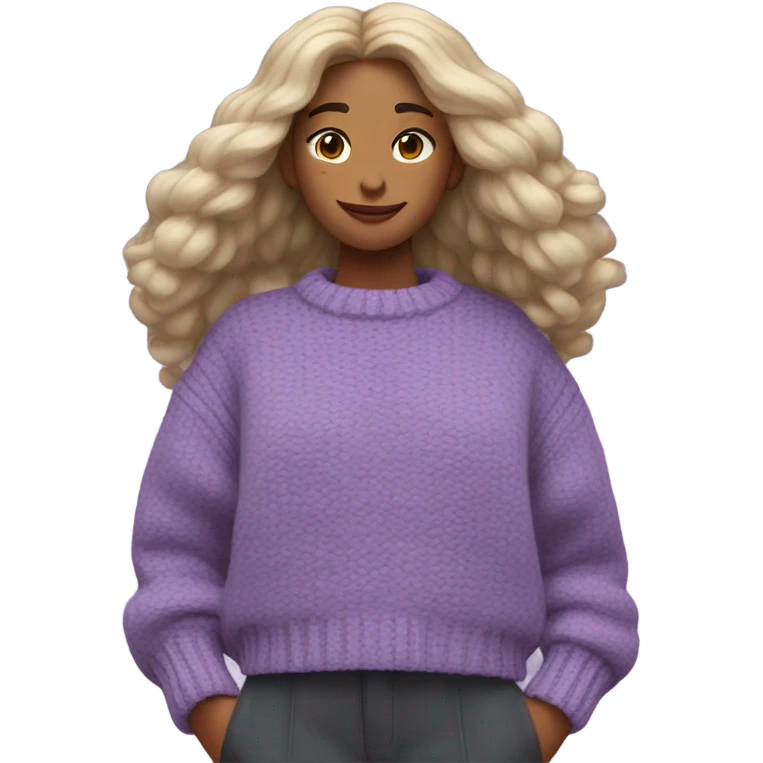Purple cropped oversize wool sweater, isolated emoji