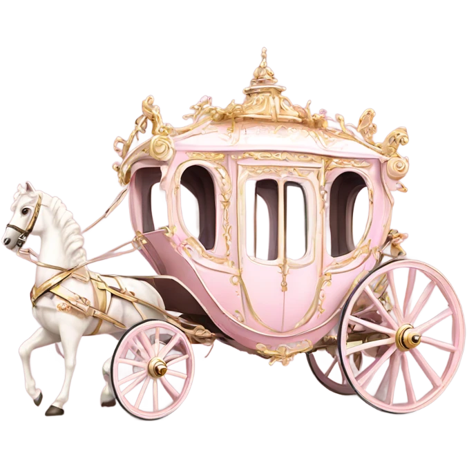 highly detailed Rococo carriage pale pink emoji