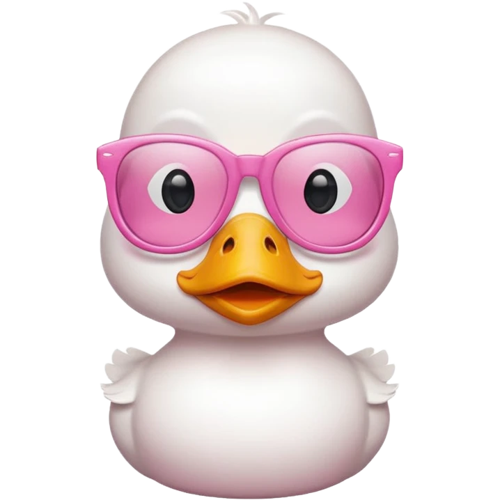 white duck with pink glasses emoji
