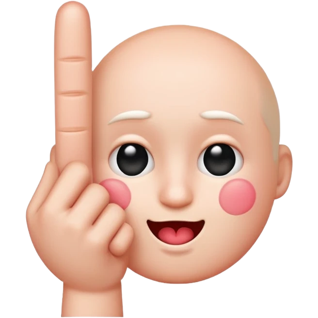 blushing emoji with middle finger emoji