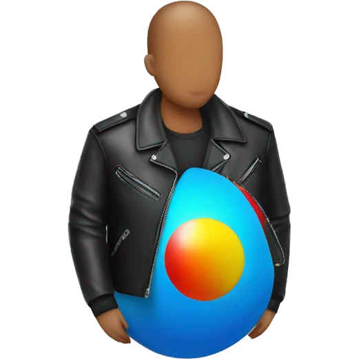 beach ball wearing a leather jacket emoji