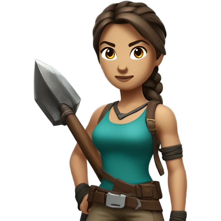 Lara Croft with her pickaxe  emoji