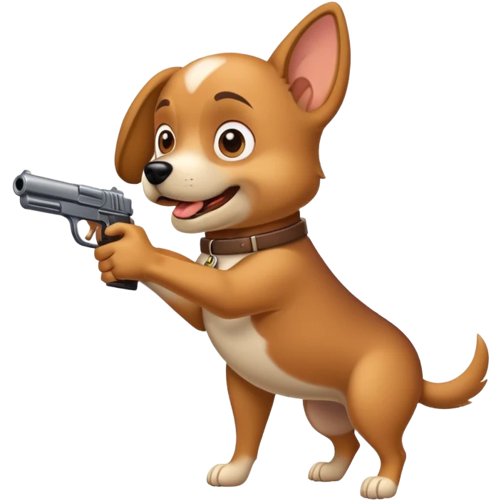Excited dog shooting gun emoji