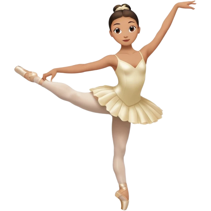 A ballet dancer in a white costume, balancing on one toe with serene expression. emoji
