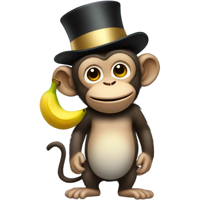 A monkey with a top hat and a banana  emoji