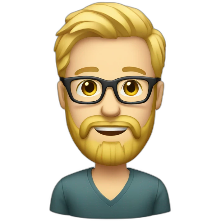 blonde bearded designer with glasses computer emoji