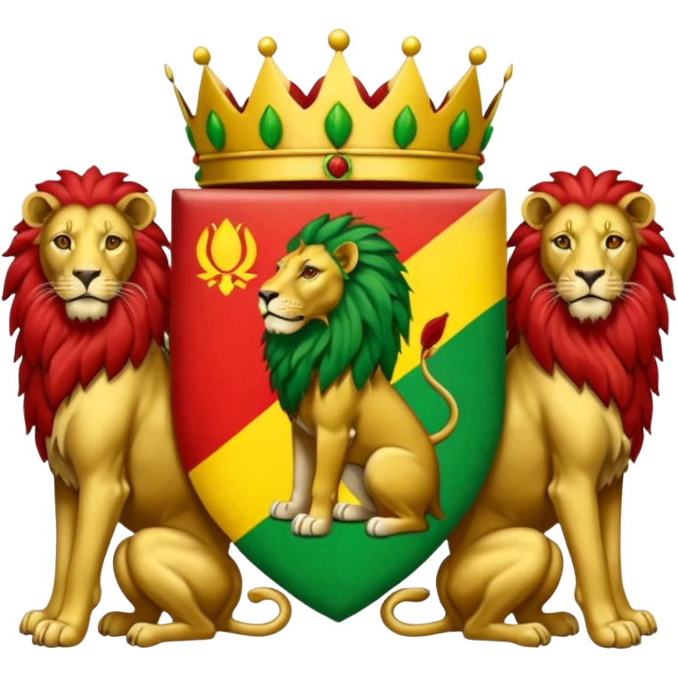 Bob Marley heraldic crest with ethiopian lions and colors emoji