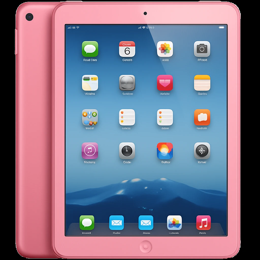 Change the iPad color to pink, keep the style and background as is. The style of the original image should be preserved. emoji