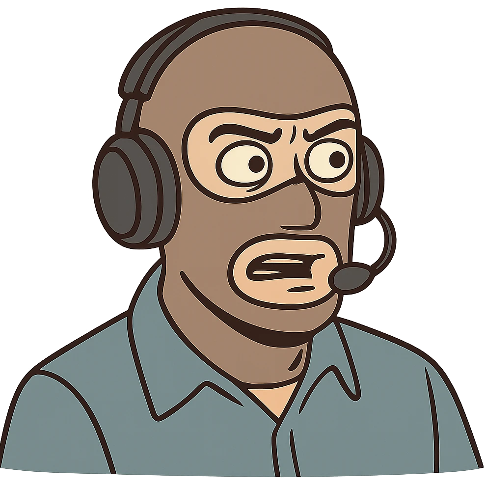 masked man with a headset, cartoon style emoji