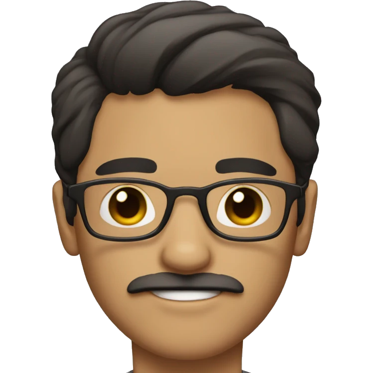 dark hair dark eye man with short mustache wearing glasses holding chihuahua emoji