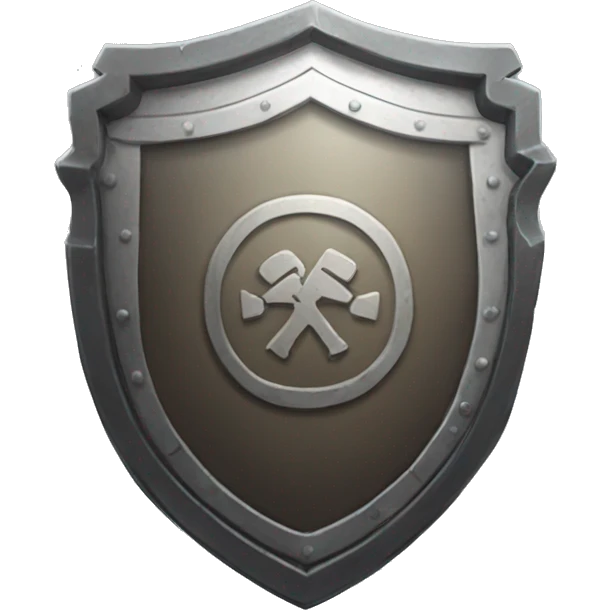 shield sticker with a dumbell drawing in the middle emoji