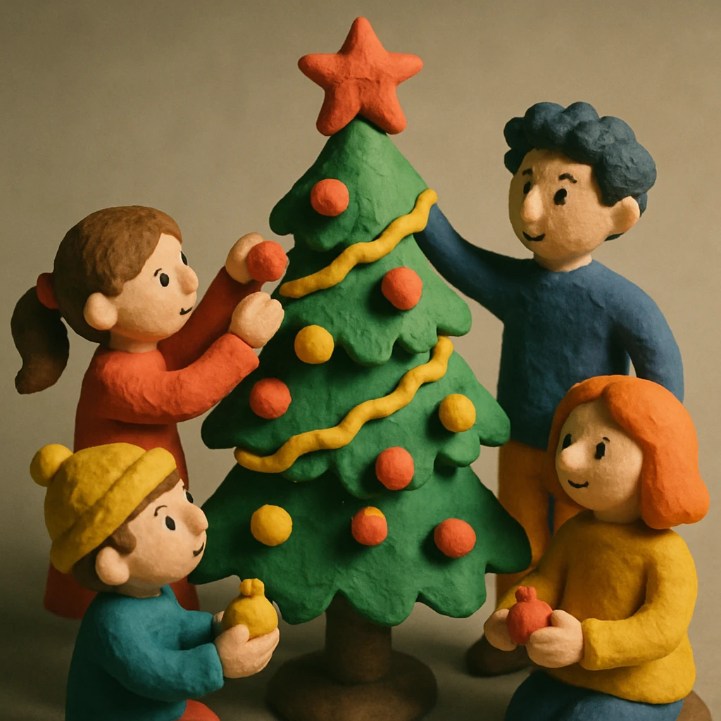 people decorating a Christmas tree emoji