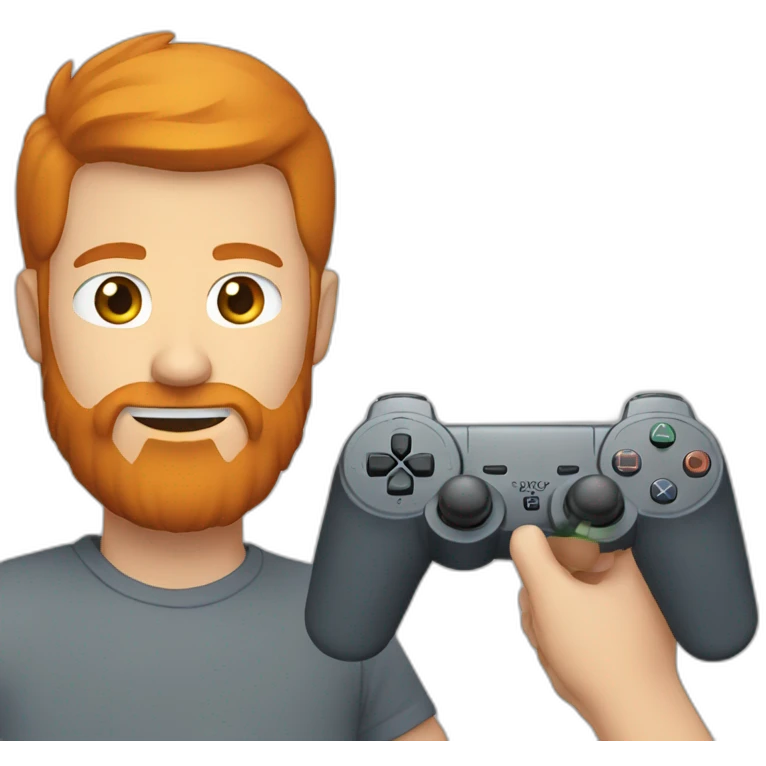 Man with a ginger beard playing playstation emoji