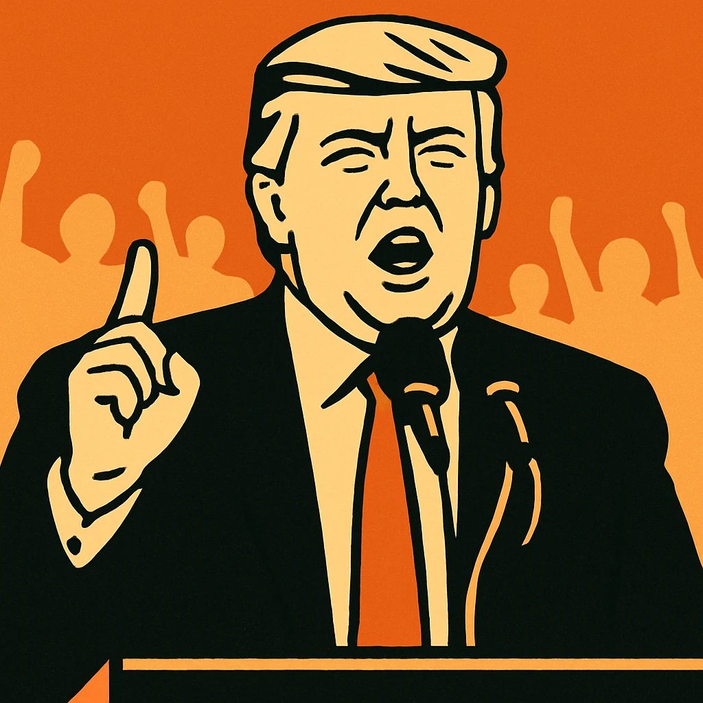 Donald Trump speaking at a rally emoji