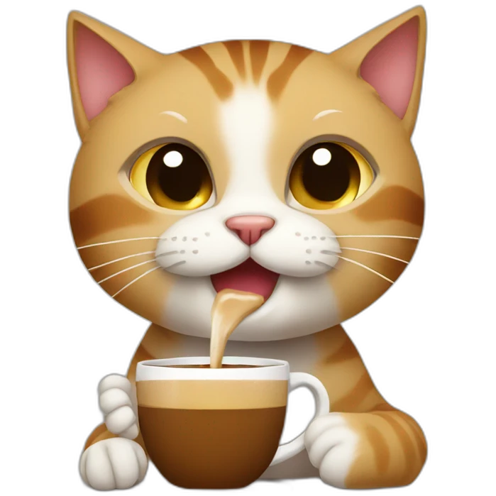 Cat drinking a coffe emoji