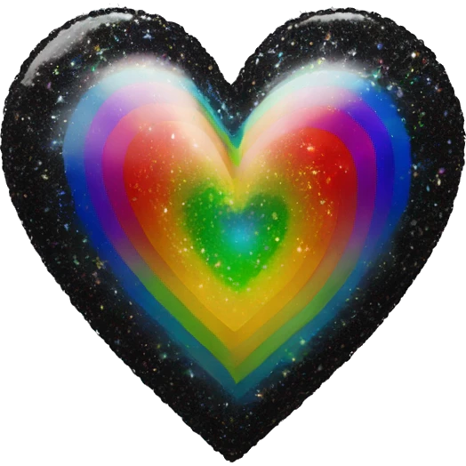 Black 3D rainbow sparkly heart emoji