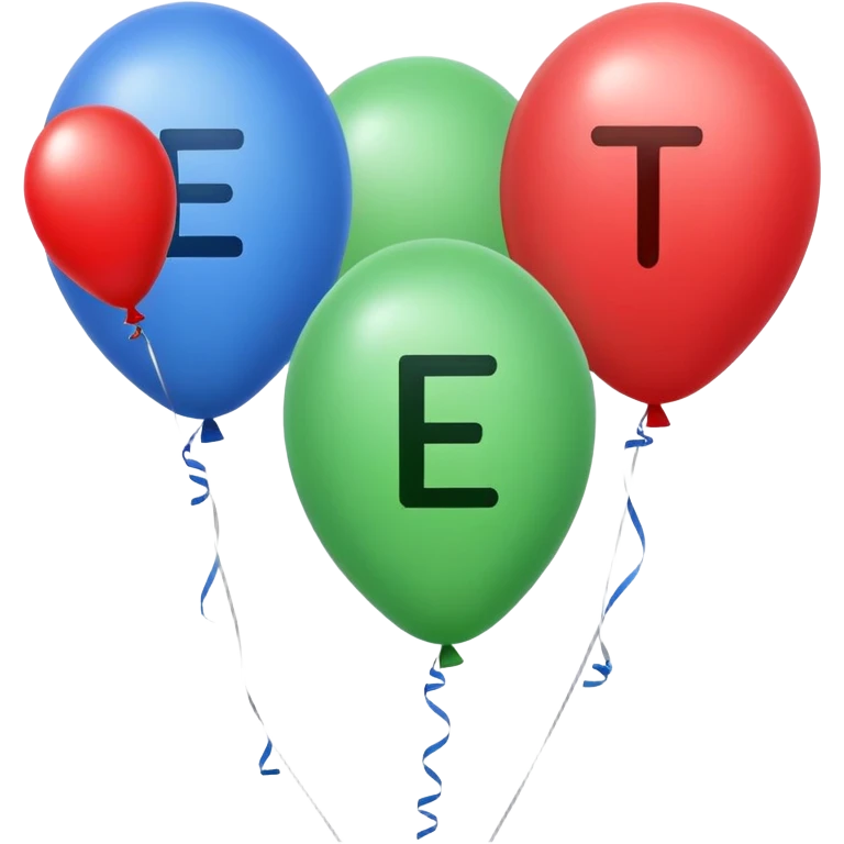 3 ballloons one for each letter ETA emoji