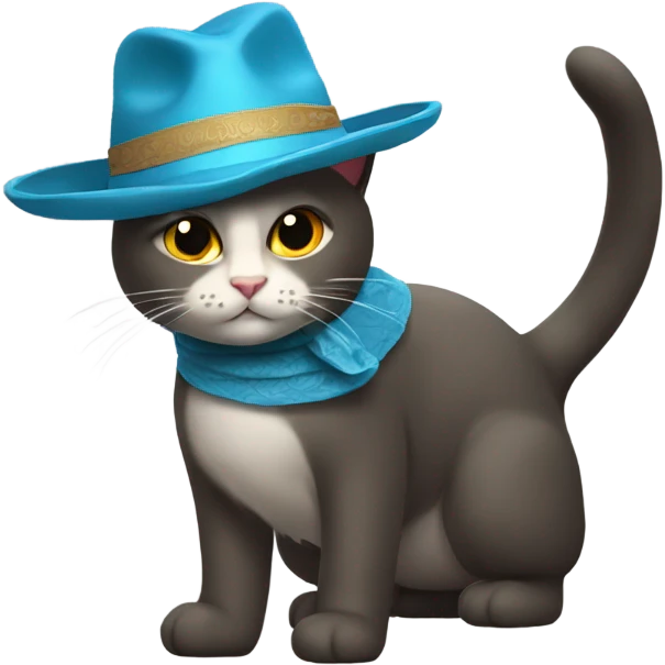 un gato con sombrero y un moño emoji