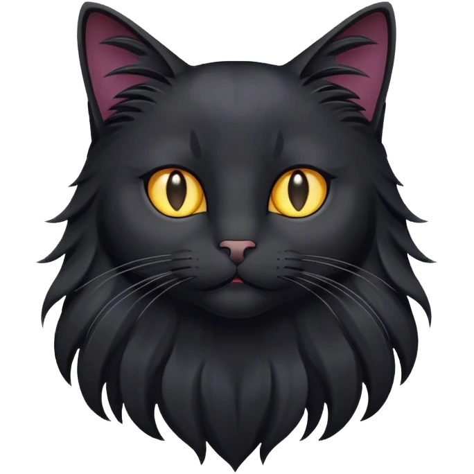 Long hair black cat emoji