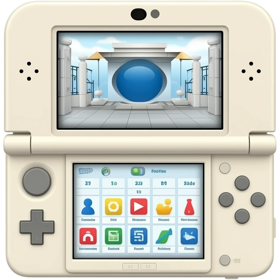 console nintendo 3DS beige little size in 3D vision right profile emoji