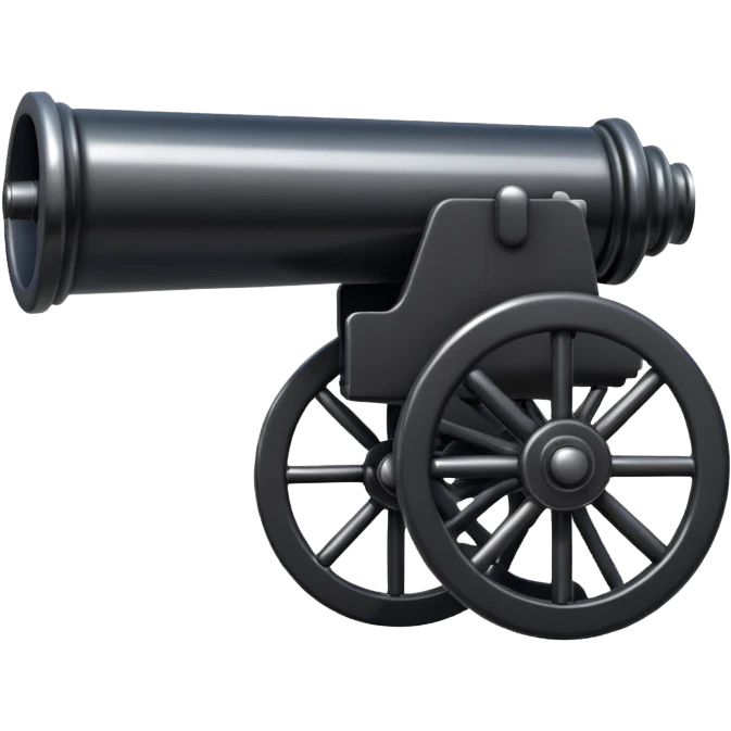 A black shiny cannon emoji