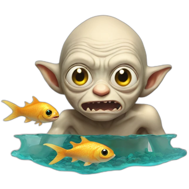 gollum with fish emoji