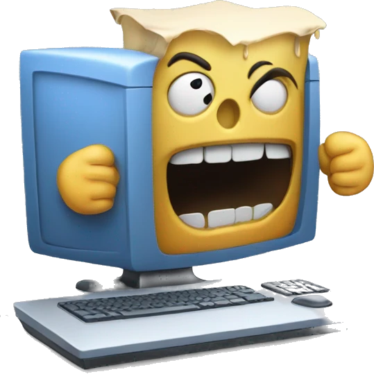 a computer barfing emoji
