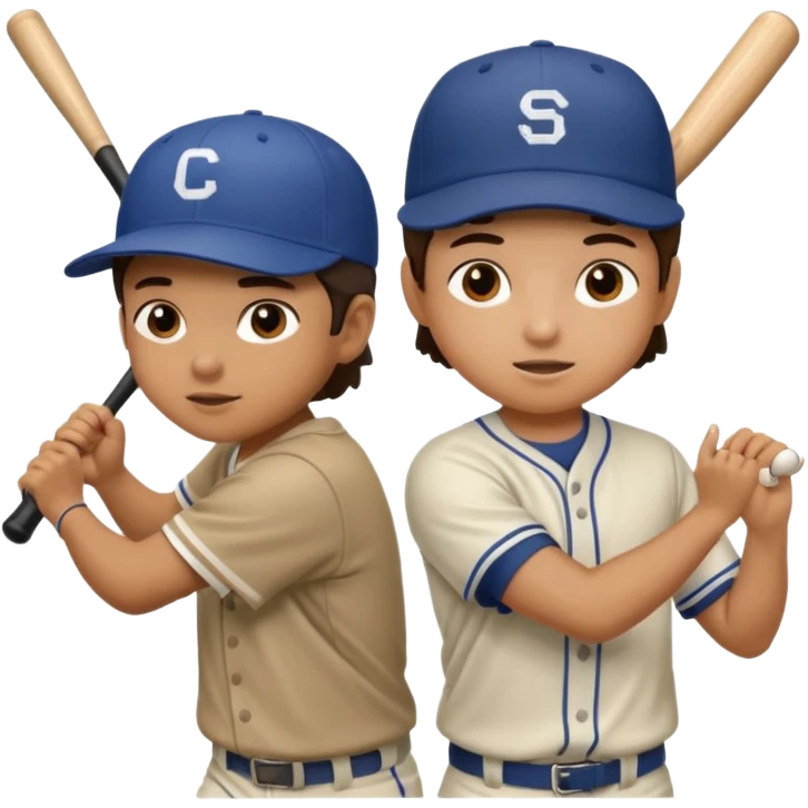 Kid hitting wiffle ball and other kid missing it emoji