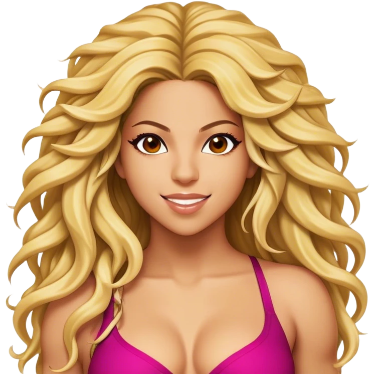 Cinematic Realistic Shakira Portrait Emoji, depicted as a dynamic charismatic pop icon with energetic movement and expressive features, rendered with vibrant textures and dynamic modern lighting that captures her global appeal. emoji