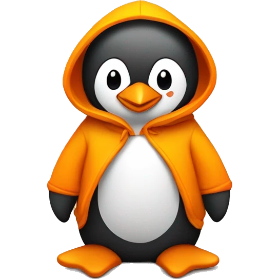 Little Cute Stylized Penguin with Hoodies Yellow Orange emoji