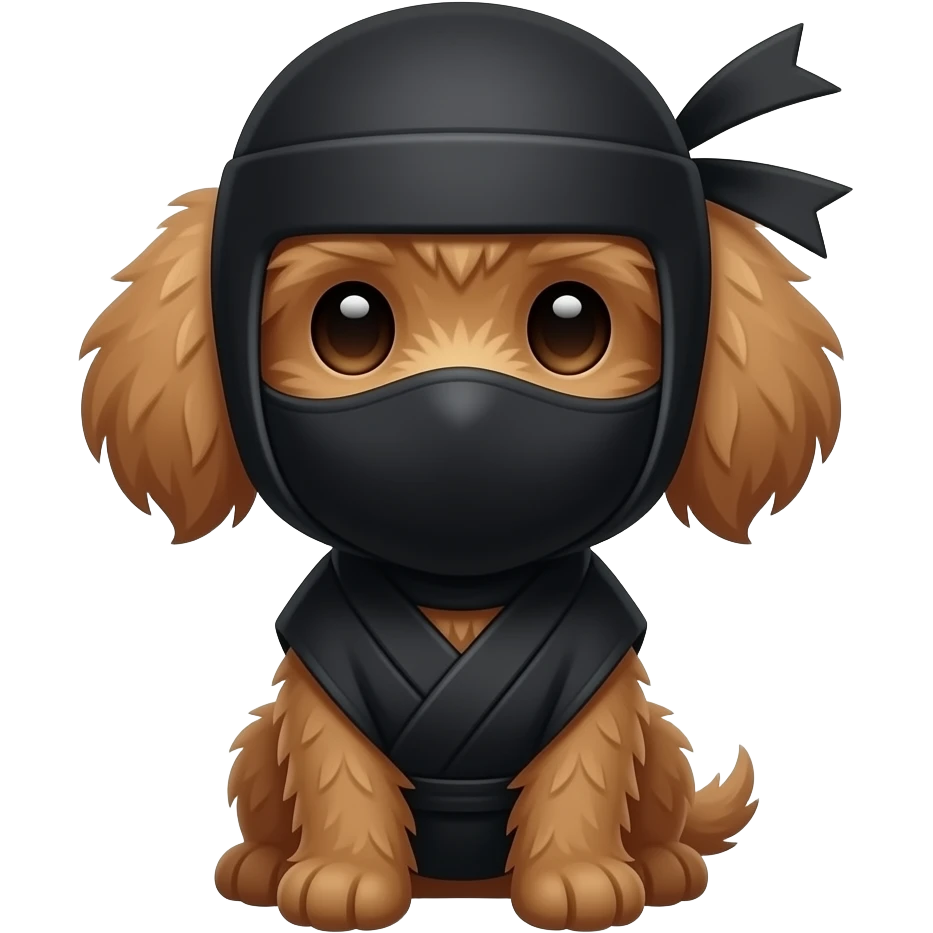 ninja mixed with a small brown fluffy dog emoji