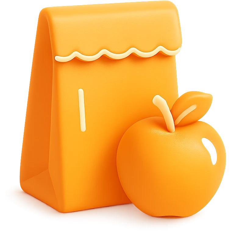 A paper bag with an apple. emoji