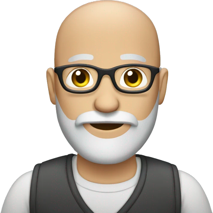 bald man with gray beard on his phone emoji