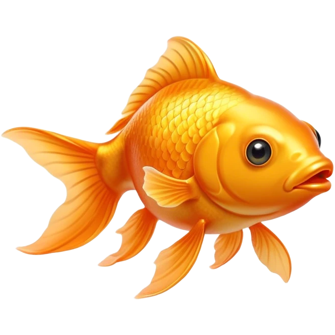 Cinematic Noble Orange Goldfish Portrait Emoji, Poised and regal, with a sleek, streamlined build and a lustrous, vibrant orange body, deep-set soulful golden eyes, Simplified yet sharp and sophisticated features, highly detailed, glowing with a soft, dignified glow, high shine, intelligent and graceful, stylized with an air of aquatic elegance, focused and attentive, soft glowing outline, capturing the essence of a watchful and confident aquatic companion, so majestic it feels as though it could glide out of the screen with effortless authority! emoji