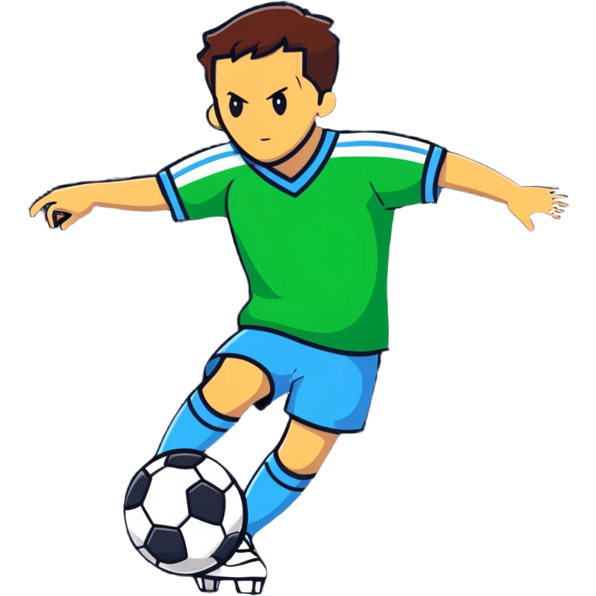 soccer player with a dramatic laser beam effect emoji