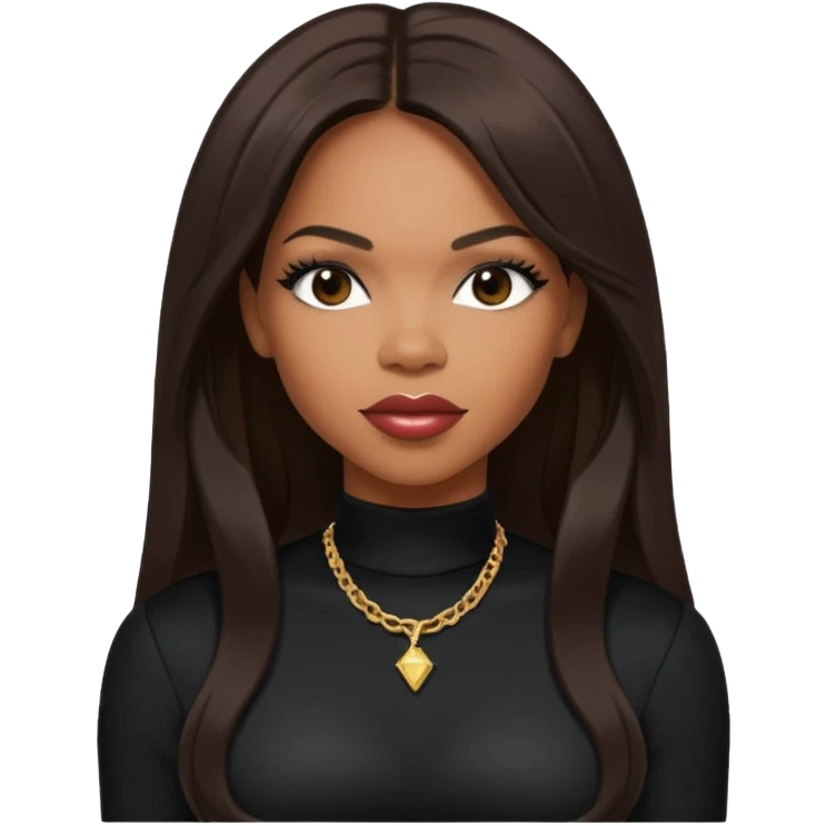 Tenitra Michelle Williams, R&B Singer (b.1979) from Destiny's Child with long dark brown hair, medium dark skin, black outfit emoji