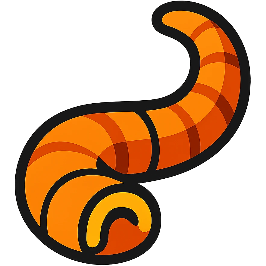 a sandworm tail emoji, stylized and designed to connect seamlessly with the body emoji, completing the worm's form, vibrant toon style emoji