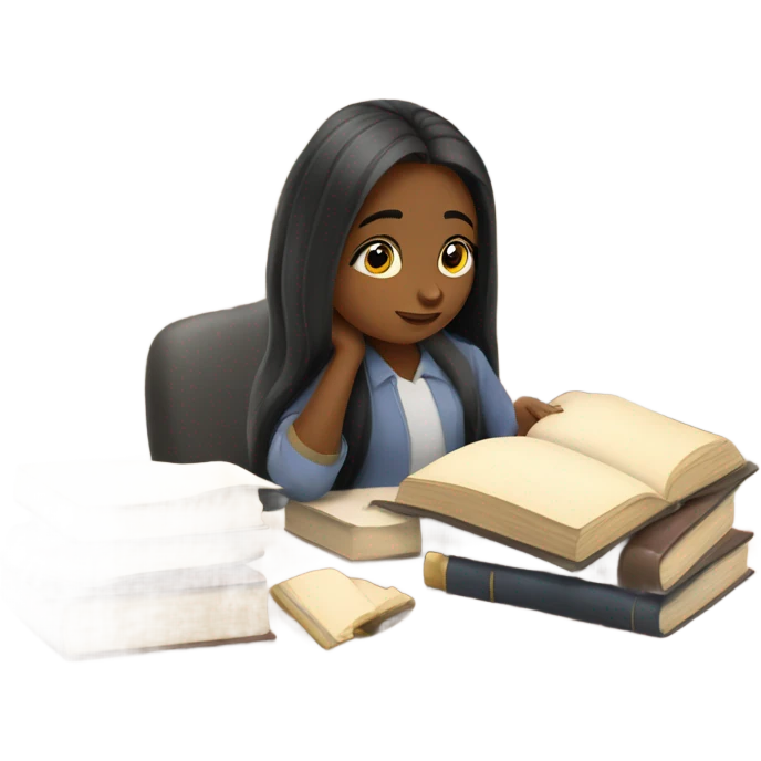 long hair girl studying  emoji